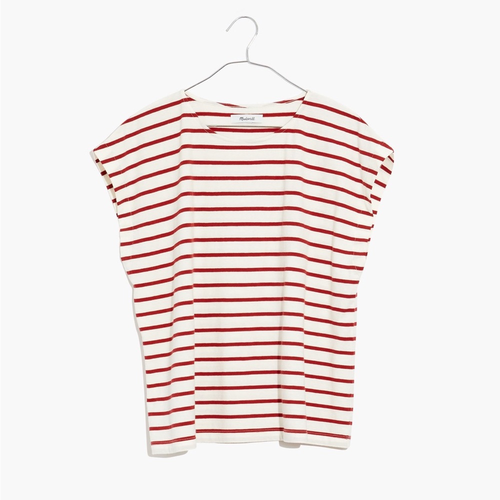 Madewell Rust Shoulder Striped Tee - Picture 4 of 9